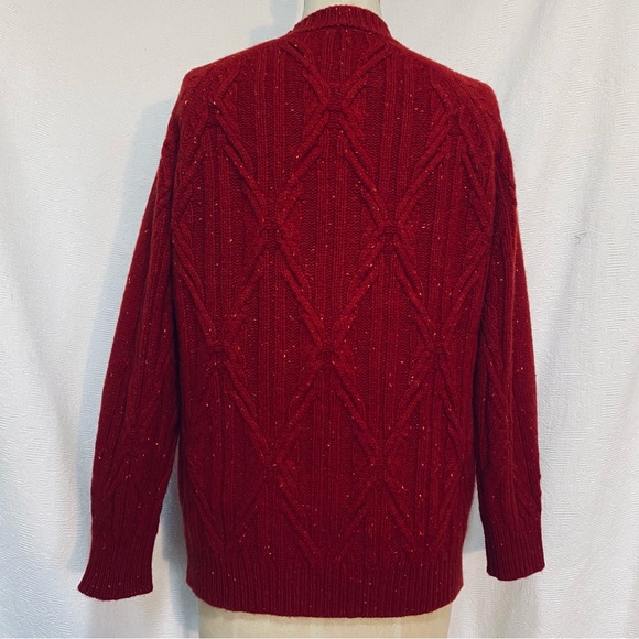 Pure cashmere chunky cable knit dark tomato red. Unisex EUC - Picture 3 of 5